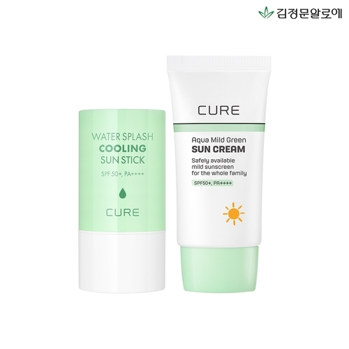 김정문알로에 큐어 마일드 선크림(무기자차) 40ml+쿨링선스틱
