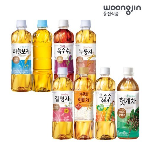 웅진식품 차음료 500ml x 20개 x 2박스 (하늘보리,누룽지차,결명자차 헛개차 등 8종 중 택2)