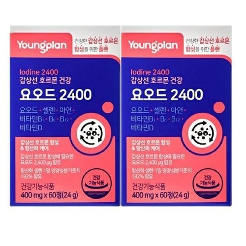 기타브랜드 영진약품 영플랜 갑상선 호르몬건강 요오드 2400 60정 1+1 총2개 총120정 가족건강 학교 선물_P426488072