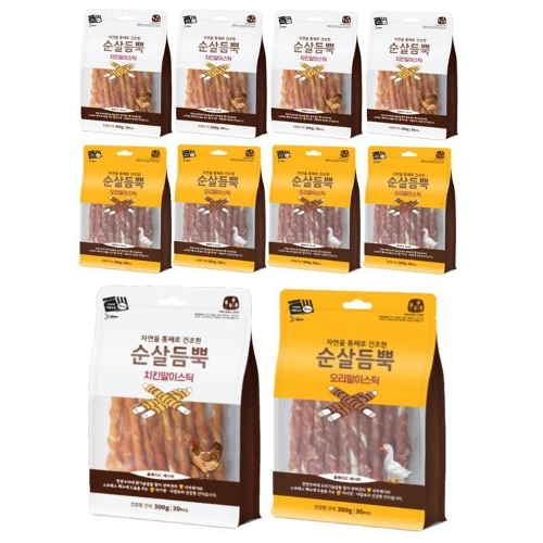 셀러허브 생활리빙 건강한 간식 순살듬뿍 300g (치킨말이 5개 + 오리말이 5개 ) (합 10개)