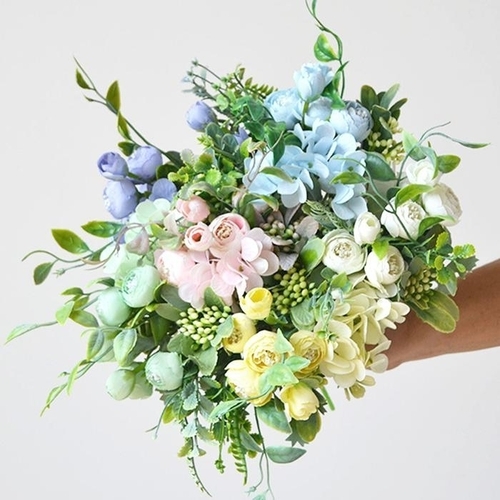 셀러허브 1 LIIF3051 동백 수국 조화 장식 실크플라워 입학식 졸업식 꽃