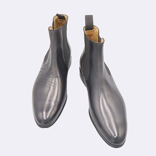 [중고] [벨루티]고이비토 중고명품  블랙 레더 콘트라스트 오슬로 남성용 첼시 부츠 - 6사이즈 [명동점]