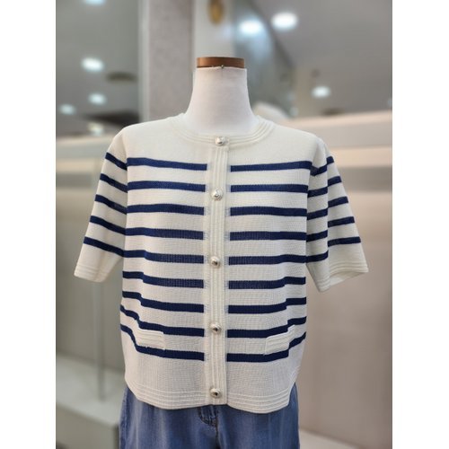 [더아이잗][더아이잗] 스트라이프 포켓 라운드넥 가디건 IP6M1CDA21