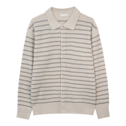 리빌모아 남자 가을 체인 스트라이프 카라 버튼 가디건 DS-CA-Q279-크림_P375831816