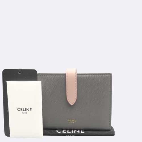 셀린느 셀린느 고이비토 중고명품 Celine(셀린느) 10B643BRU 그레이 / 핑크 빈티지 레더 스트랩 중지갑