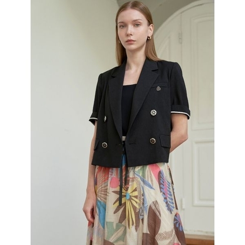 르니앤맥코이 르니 실버 브로치 테일러드 더블 반팔 자켓 MK06JK212HJY_P420256090