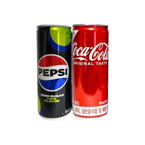 셀러허브 식품 코카콜라 245ml 5캔 + 펩시 제로 라임 245ml 5캔 콜라 업소용 음료수