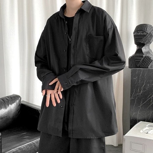 기타 남성 무난한 모던 데일리 베이직 무지 긴팔 셔츠 남방 (WE70436)