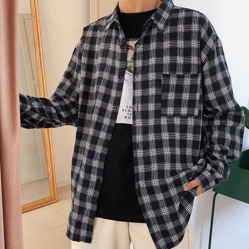 기타 데일리 레이어드핏 남성 캐주얼 체크 긴팔 셔츠 남방 (WE70434)