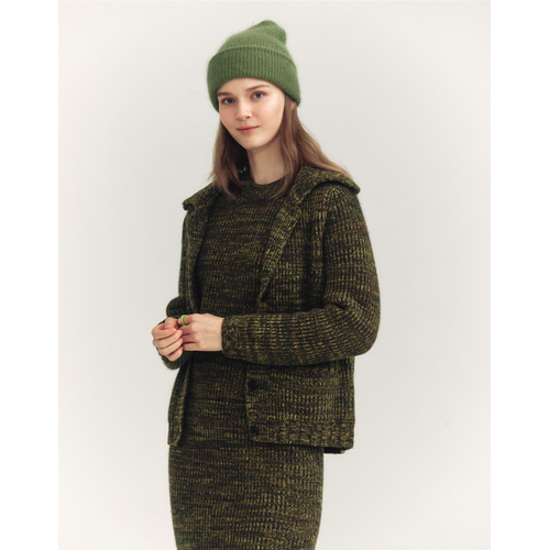 (주)LF 헤지스여성 헤지스 여성 [SET-UP][캐시미어] 멀티그린 변형조직 카라 가디건 (HSSW4D904E2)