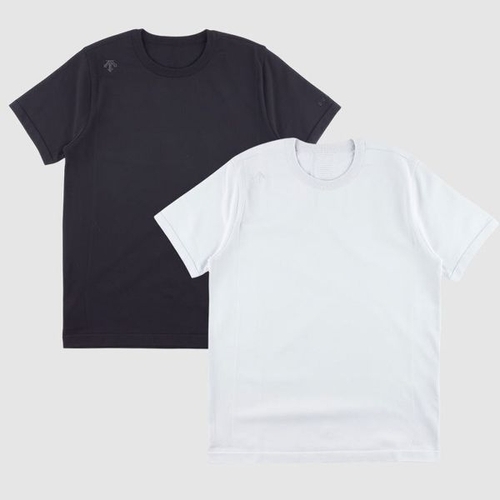 데상트 남성 슬림핏 듀얼리스 라운드넥 니트 반팔 티셔츠 SQ121DTS31_P420016054