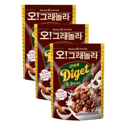 셀러허브 식품 오리온제과 오그래놀라 다이제 초코 츄러스 시리얼  300g x 3개 (50148474)