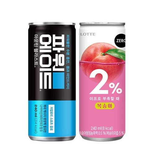 코카콜라 이프로 부족할 때 복숭아 240ml 15캔   파워에이드 240ml 15캔 (36194220)