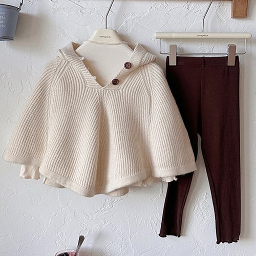 조이멀티 우드버튼 니트후드망토 레깅스 아동 상하세트 205509