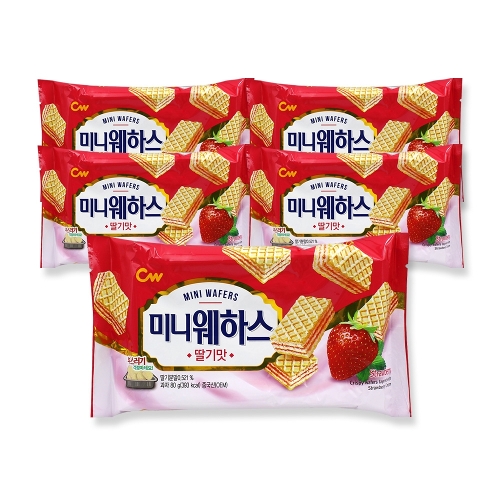 너만아는과자점 CW청우 미니웨하스 딸기맛 80g x 5개