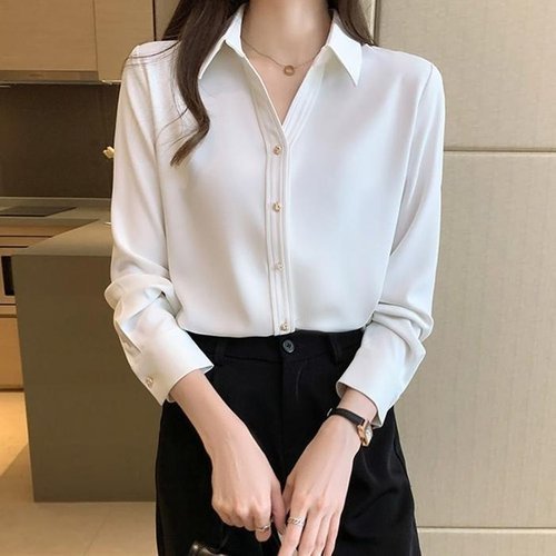셀러허브 패션 [JHL977P3_51IB]여성 오피스룩 하객룩 심플 블라우스