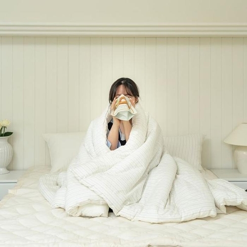 셀러허브 생활리빙 코지네스트 스트라이프 사계절 이불 SS 클래시 온도조절 60수 순면 아이보리