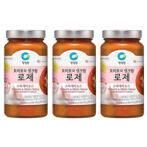 셀러허브 식품 [청정원] 대상 청정원 토마토와 생크림 로제 스파게티소스 600g 3개입 (52037737)
