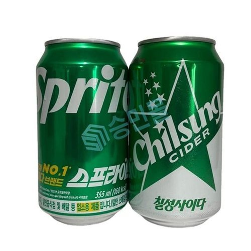 셀러허브 식품 뚱캔 업소용 칠성사이다 스프라이트 355ml x 각 10개씩 총 20캔 /s