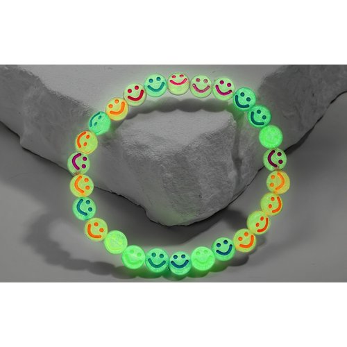 기타브랜드 형광 야광 스마일 비즈팔찌 우정팔찌 커플 우정 친구 선물 스마일 참 장식 비즈 악세사리 인싸템 인기템
