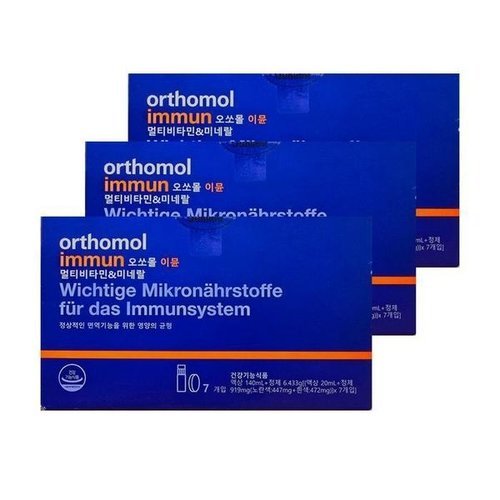 기타브랜드 오쏘몰 이뮨 멀티비타민 미네랄 액상 20ml + 정제 919mg x 7개입 3박스  hism_P436188002