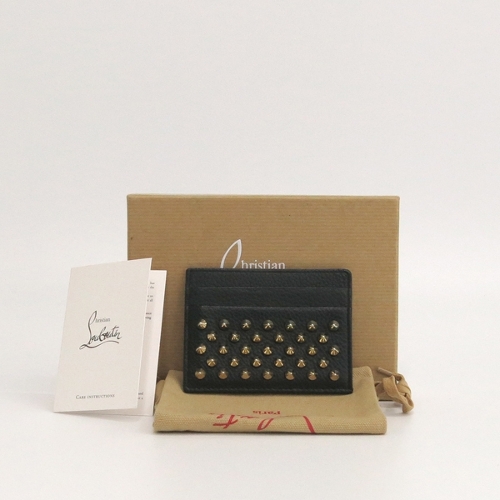 크리스찬루부탱 고이비토 중고명품 Christian Louboutin 블랙 컬러 레더 금장 스파이크 카드지갑 [명동점]