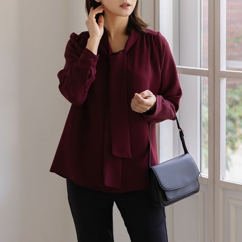 엘리시아 시토 클래식 타이 셔링 블라우스_P404681039