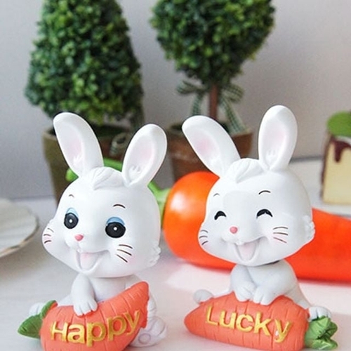 기타 행복한 당근 토끼 2P세트 미니어처 앉은인형 장식인형 (KYR-WE10966)