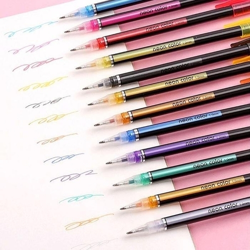 패션플러스 [제이앤엘글로벌탑스] 컬러펜 반짝깔끔한이 잔상 네온 젤펜 1.0mm 미술용 팬슬 (44498363)