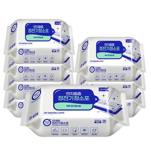 깨끗한나라 먼지줍줍 정전기 청소포 30매 8팩