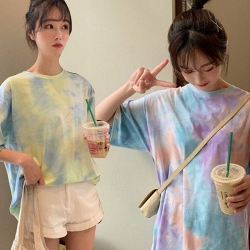 기타 색깔 파스텔 기본 라운드넥 여자티셔츠 여성티셔츠 물 (KYR-WD85FB4)