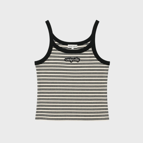 와키윌리 와키윌리 우먼스 스트라이프 슬리브리스 블랙 WA2602ST76BK