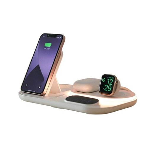 셀러허브 식품 무아스 올라운더 4in1 고속 무선충전 무드등 시계 애플용