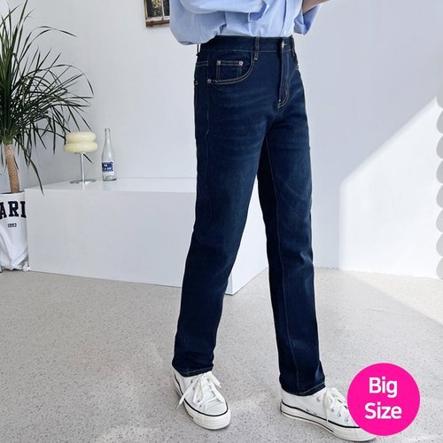 패션플러스 [리미드] [리미드] 남성 빅사이즈 슬림핏 진청데님 팬츠 DM-JEA-Q2LSIN80011