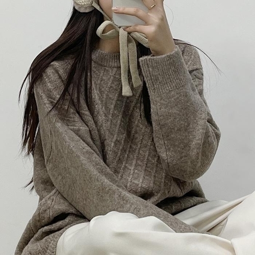 셀러허브 패션 [크로스컴퍼니] 케이블 디자인 울 혼방 토토 여리핏 니트