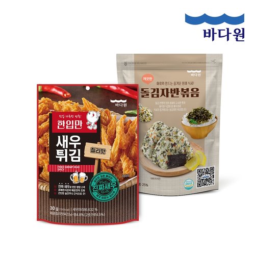 [바다원][바다원] 깨끗한돌김자반볶음40g 4봉+한입만새우튀김칠리맛 30g 2봉