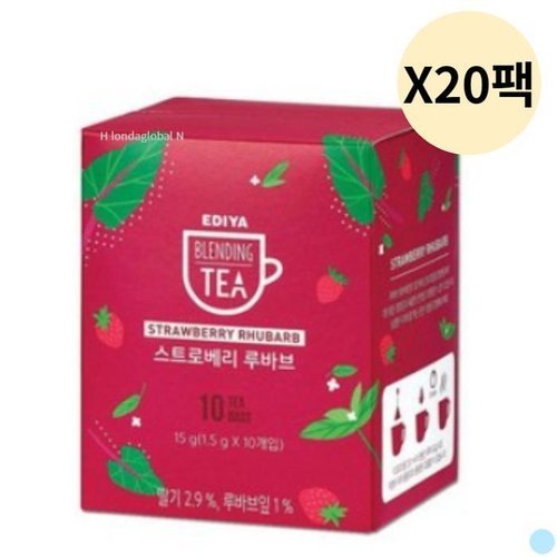 셀러허브 식품 이디야 블렌딩티 티백 차 스트로베리 루바브 10T 20팩