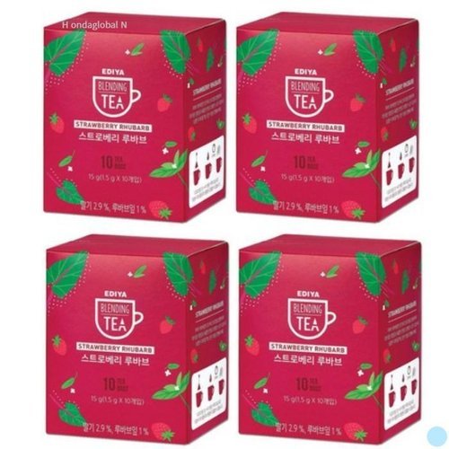 셀러허브 식품 이디야 블렌딩티 티백 차 스트로베리 루바브 10T 4팩