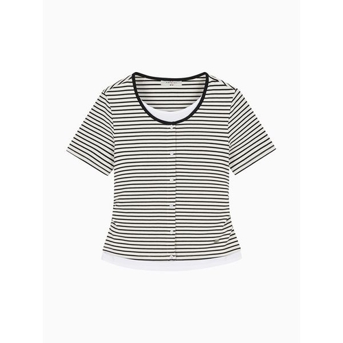 행텐 여성 스트라이프 가디건 레이어드 반팔 티셔츠00310570-131-411-69_P420124169