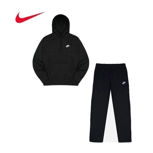 [나이키][나이키] 나이키 츄리닝 세트  CZ7858-010 일자후드세트 블랙
