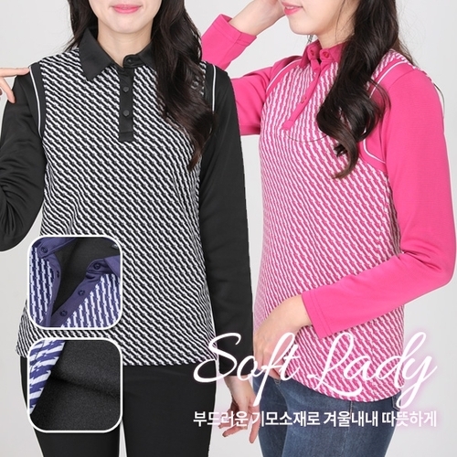 이지바이 소프트레이디 여성 기모안감 카라 티셔츠W4WT17_P349846370