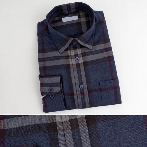 패션플러스 [중년의 품격] 중년 남자 인견 체크 포켓 신사 긴팔 남방 셔츠 2060