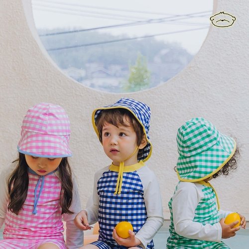 조이멀티 체크 남여 아동 썬블럭햇 아쿠아 수영 모자 800521