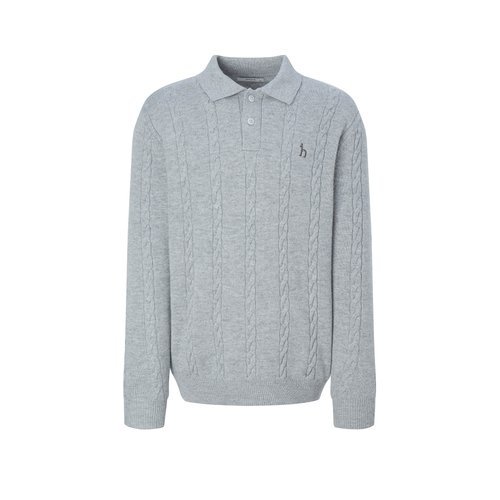 헤지스남성 헤지스 남성 [아이코닉] 그레이 울 케이블 카라 니트  (HZSW5D552G2)