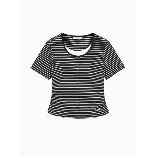 행텐 여성 스트라이프 가디건 레이어드 반팔 티셔츠10010570-131-411-69_P420124170