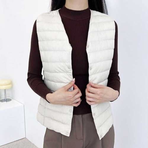 기타 조끼 쌀쌀할때 오리털 경량 패딩조끼 실내외 똑딱이버튼