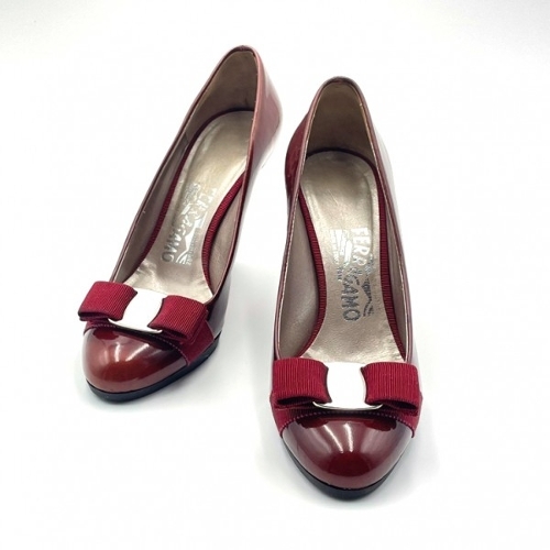 [중고] [페라가모]고이비토 중고명품  레드 페이던트 바라 은장 웨지 펌프스 구두 - 230MM [명동점]