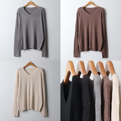 셀러허브 패션 위쉬몰 AP 브이넥꽈배기니트티E124(J356H 510) 빅사이즈