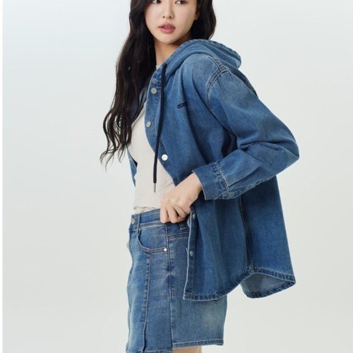 셀러허브 2 잠뱅이 HC09 공용 난스판 오버핏 후드 데님자켓  AP1DDJ241 MB