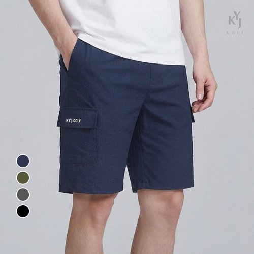 김영주 스포츠] 김영주골프 남성 밴딩 카고 반바지 KRMP60306 여름 시어서커 데일리 여행 작업복 홈웨어